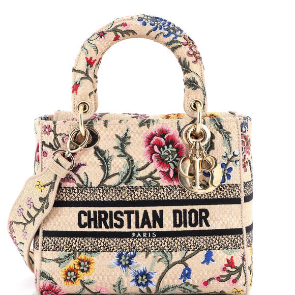 Christian Dior Handbags - Christian Dior Medium Lady D-Lite Bag Embroidered Raffia